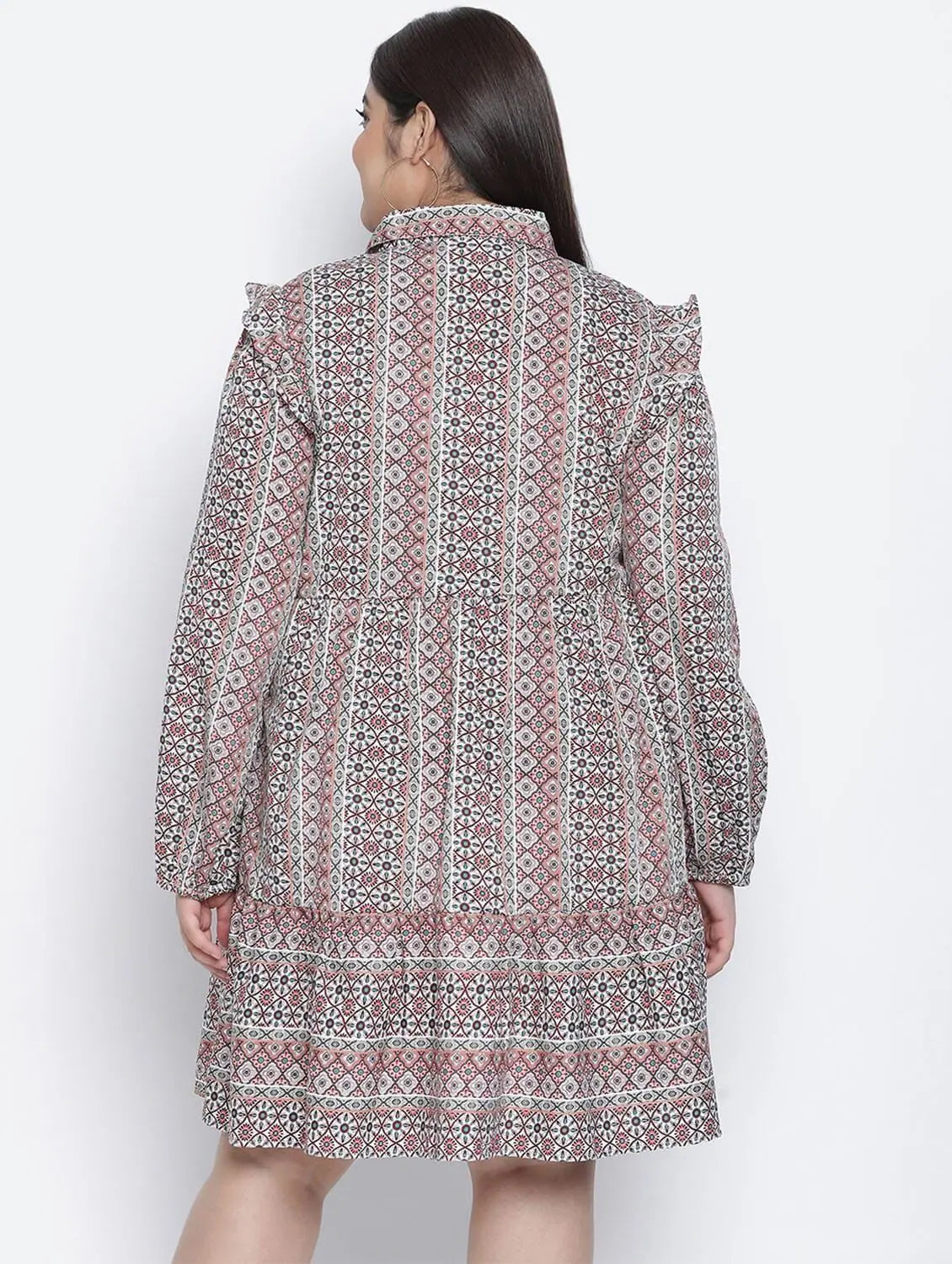 Women's Seasonal Garments Cantallic Geometric Print Button-Down Plus Size Dress