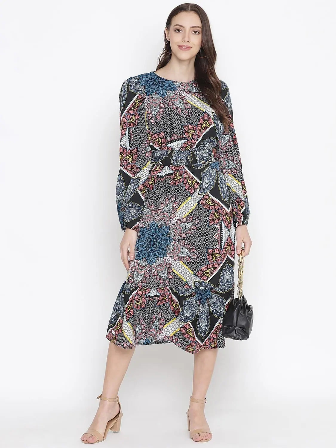 Women Wear Boutique Oxolloxo Mocolor Printed Bleted Women Stylish Dress