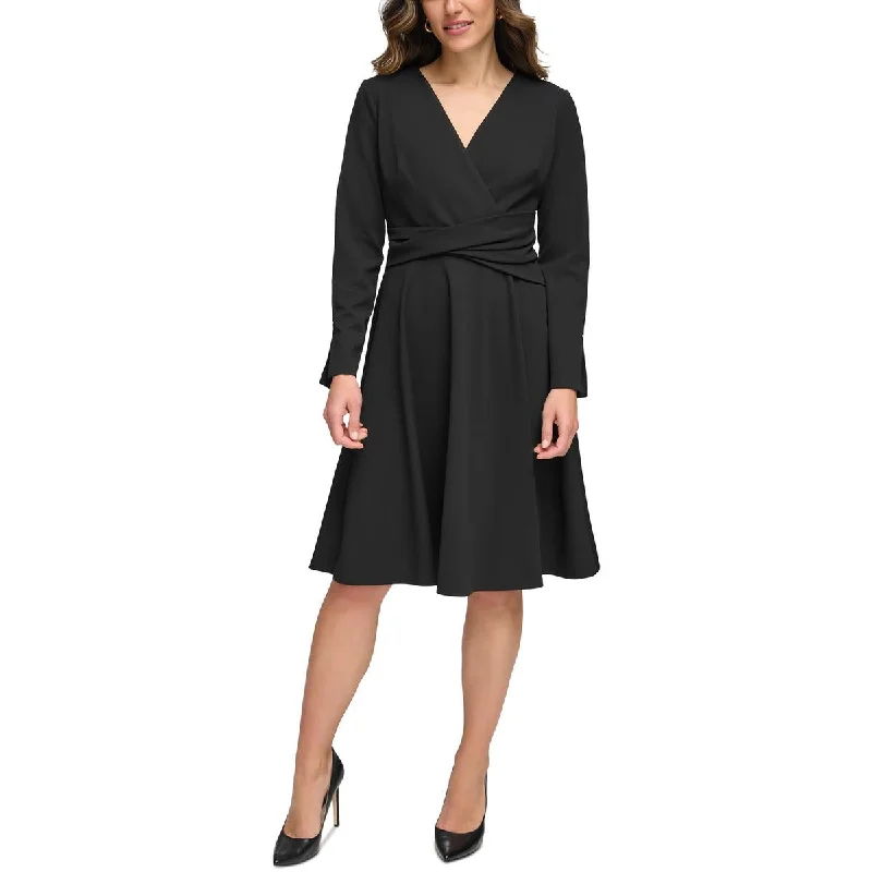 Women's Casual Wear Clothing Tommy Hilfiger Womens Faux Wrap Fit & Flare Fit & Flare Dress