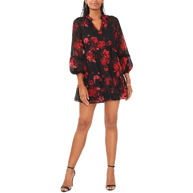 Affordable Fashion for Women MSK Womens Petites Metallic Mini Babydoll Dress