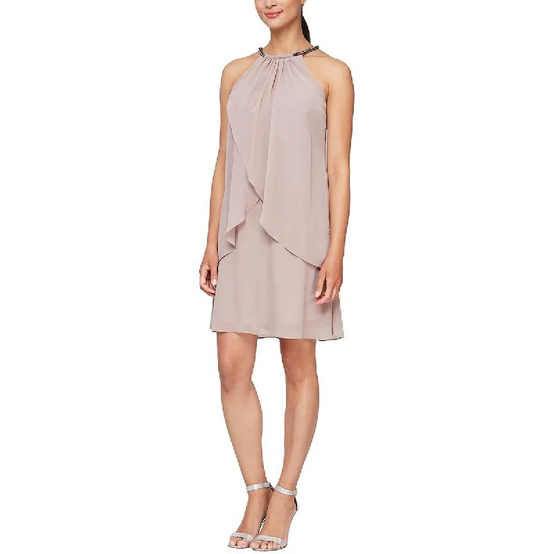 Casual Clothing For Women SLNY Womens Petites Mini Embellished Halter Dress