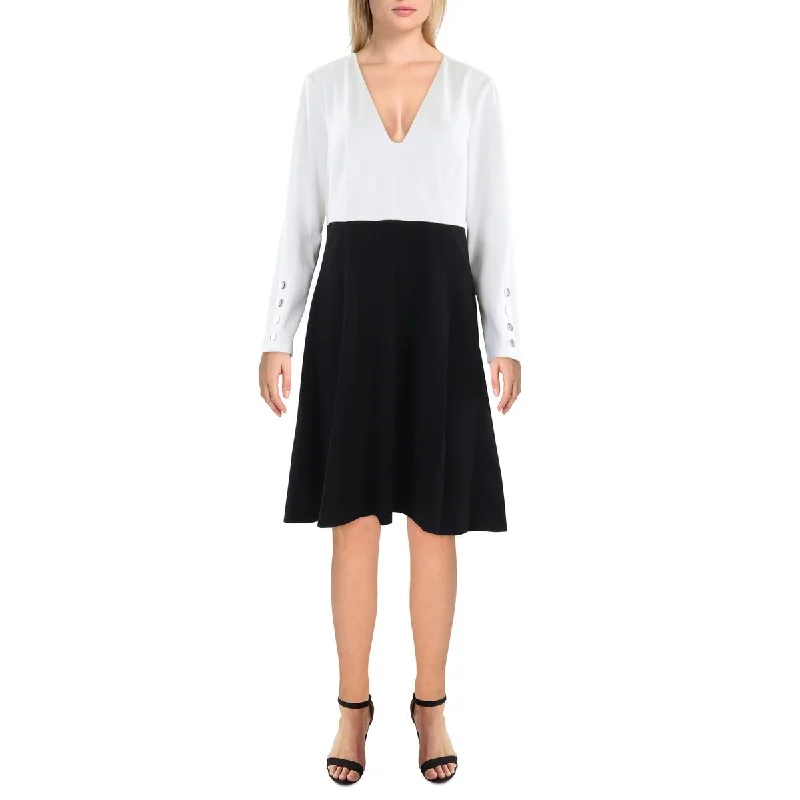 Comfortable Women's Clothing Tommy Hilfiger Womens Mini Colorblock Fit & Flare Dress