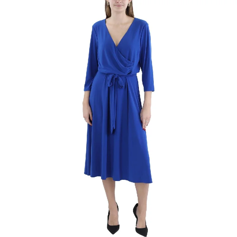 Women Clothing Lauren Ralph Lauren Womens Wrapped Knee Length Wear To Work Dress