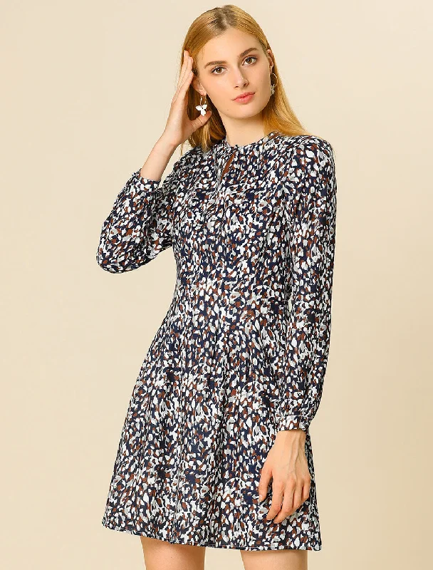 Women's Seasonal Clothes Valentine's Day A-line Pleated Fit and Flared Leopard Dress