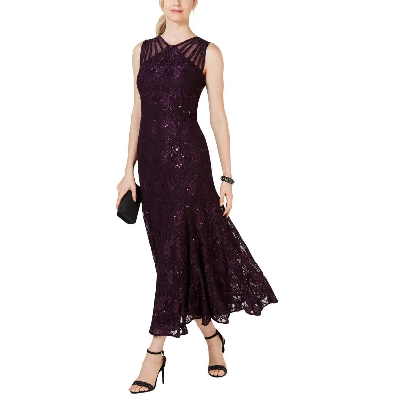 Luxury Women's Clothes R&M Richards Womens Sequined Nylon Cocktail Dress