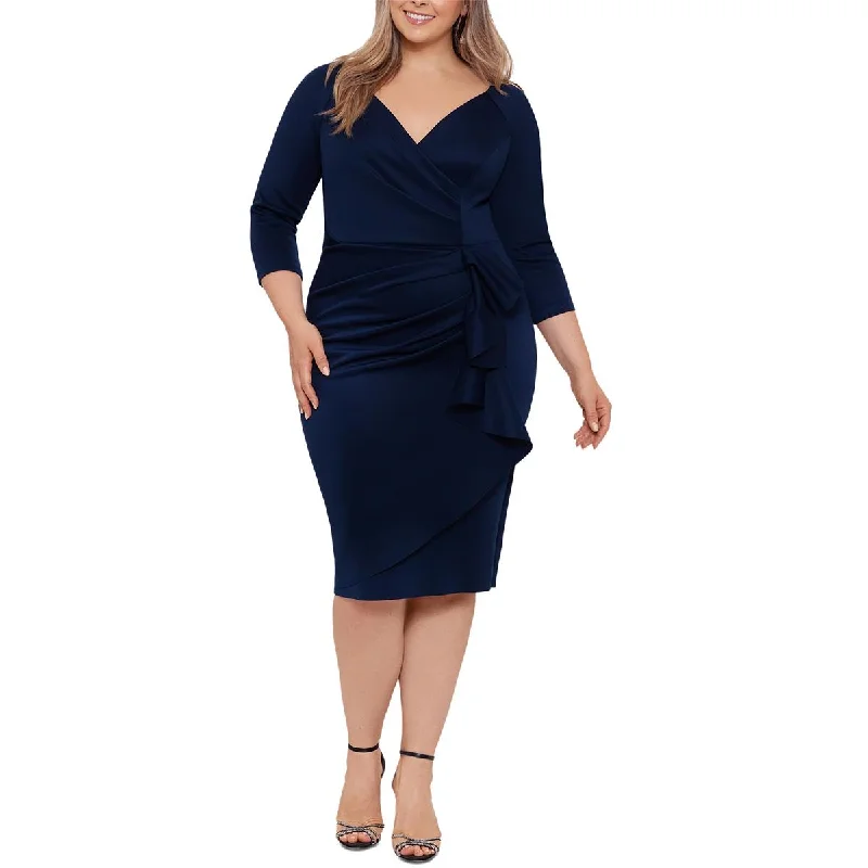 Women's Plus-Size Outfit Xscape Womens Plus Ruffled Short Sheath Dress