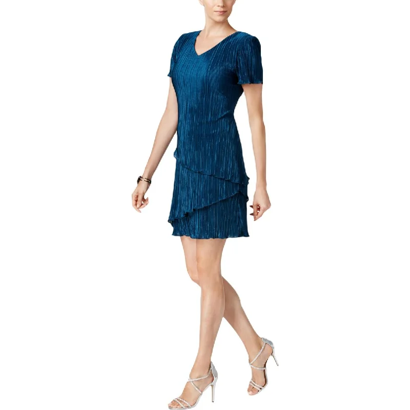 Street Style Fashion Connected Apparel Womens Petites Shoulder Pads Crepe Sheath Dress