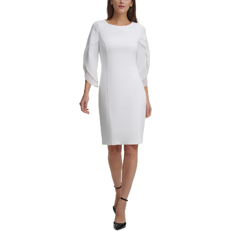 Women's Trendy Casual Clothes DKNY Womens Pleated Chiffon Sheath Dress