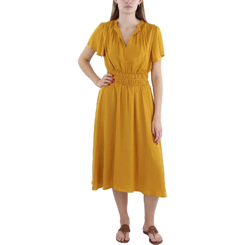 Comfortable Clothes T Tahari Womens Knee-Length Smocked Fit & Flare Dress