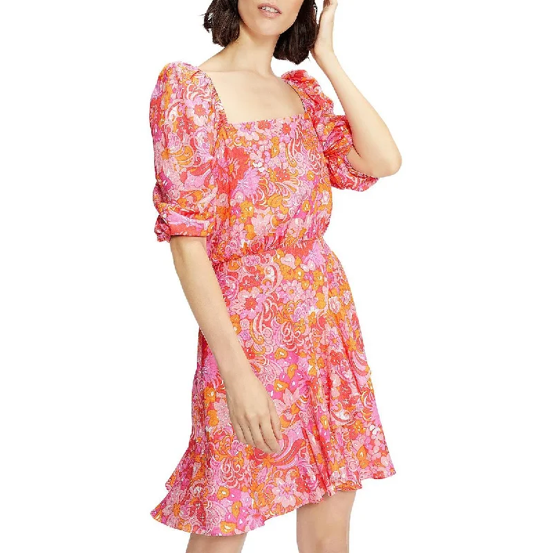 Women's Trendy Garments Ted Baker Womens Mini Puff Sleeve Fit & Flare Dress