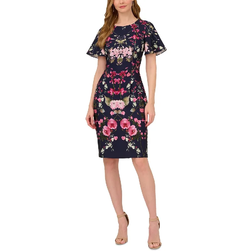 Glamorous Evening Wear Adrianna Papell Womens Crepe Knee-Length Sheath Dress