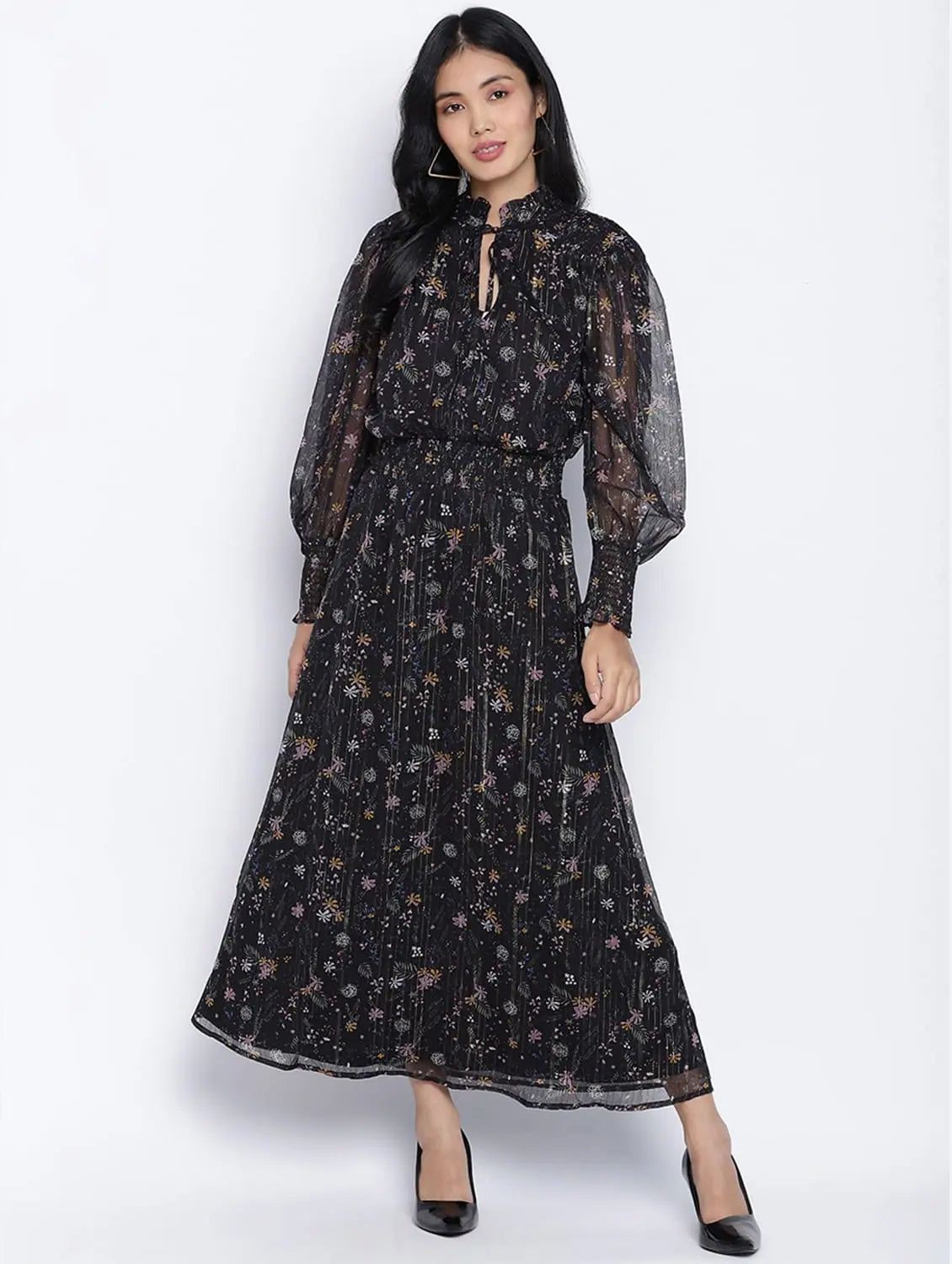 Trendy Women's Wear Sazzy Black Smocked Up Women Dress