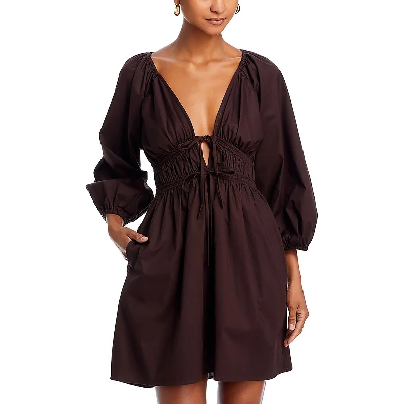 Comfortable Garments For Women WAYF Womens Mini Deep V Fit & Flare Dress