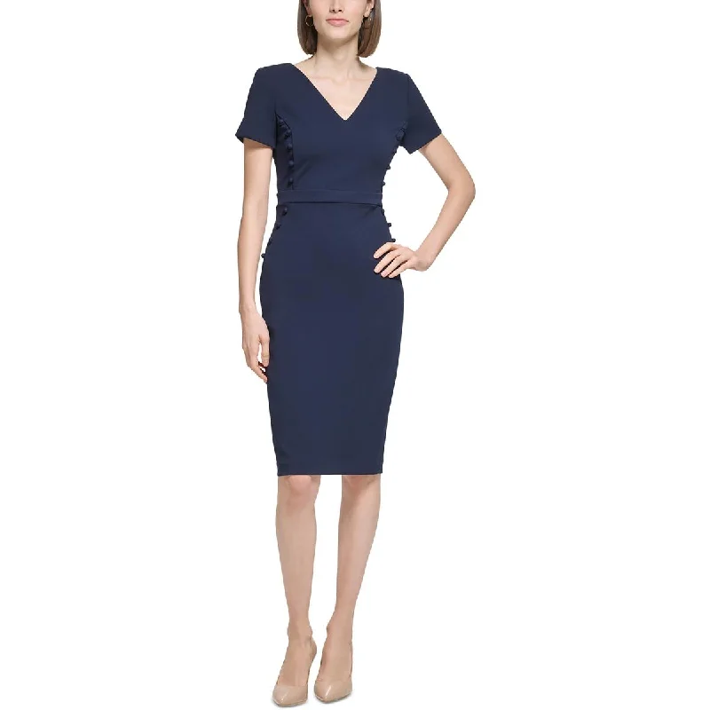 Women's Comfortable Garments Calvin Klein Womens Petites Solid  Sheath Dress