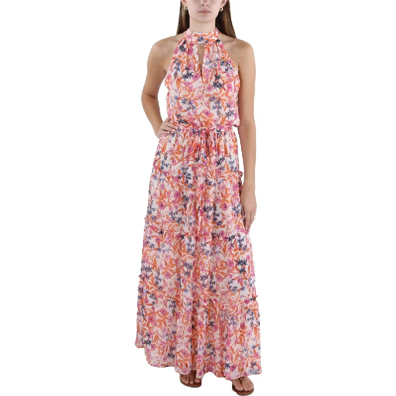 Classic Women's Clothing Styles Fate Womens    Chiffon Slub Halter Dress