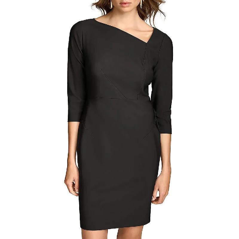Chic Clothing For Women Donna Karan Womens Mini Asymmetric Sheath Dress
