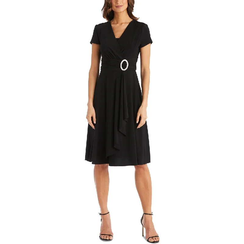 Women's Fashion Clothes R&M Richards Womens Petites Matte Jersey Cap Sleeves Cocktail Dress