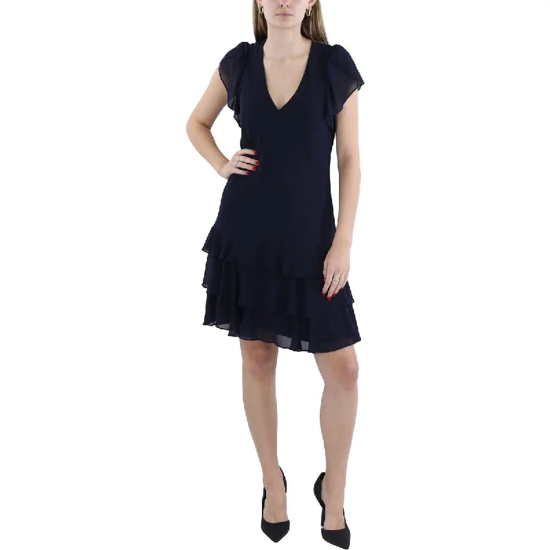 Women's Party Outfit Lauren Ralph Lauren Womens Mid Calf Short Sleeve Fit & Flare Dress