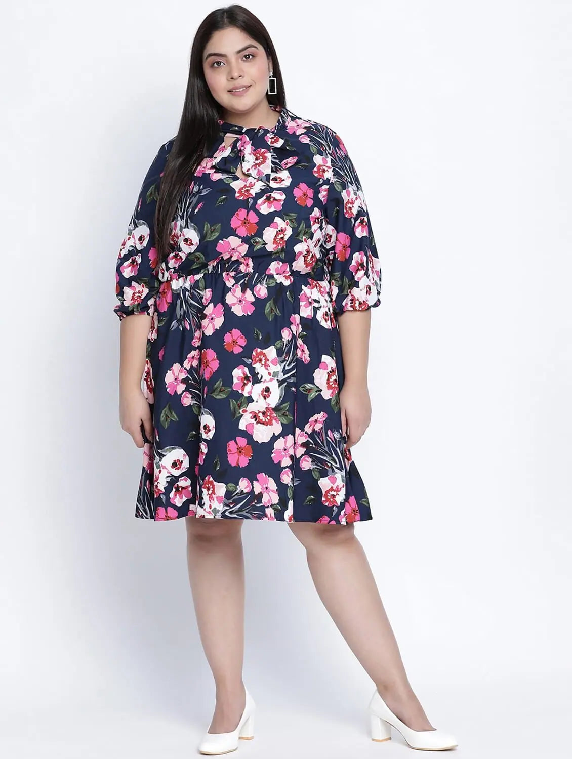 Women's Formal Clothes Chic Blee Muticolor Forallic Plus Size Tie Knot Dress