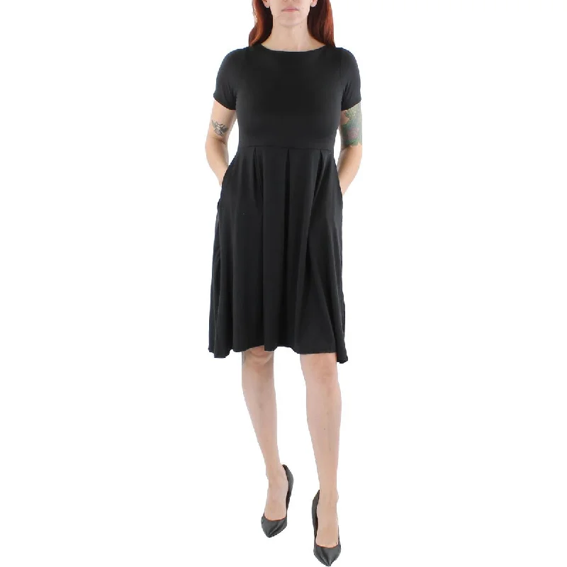 Earthy Tones 24seven Comfort Apparel Womens Knit Short Sleeves Fit & Flare Dress