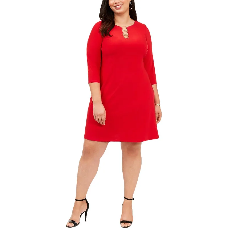 Chic Women's Clothing MSK Women Womens Plus Knee Length Office Wear to Work Dress