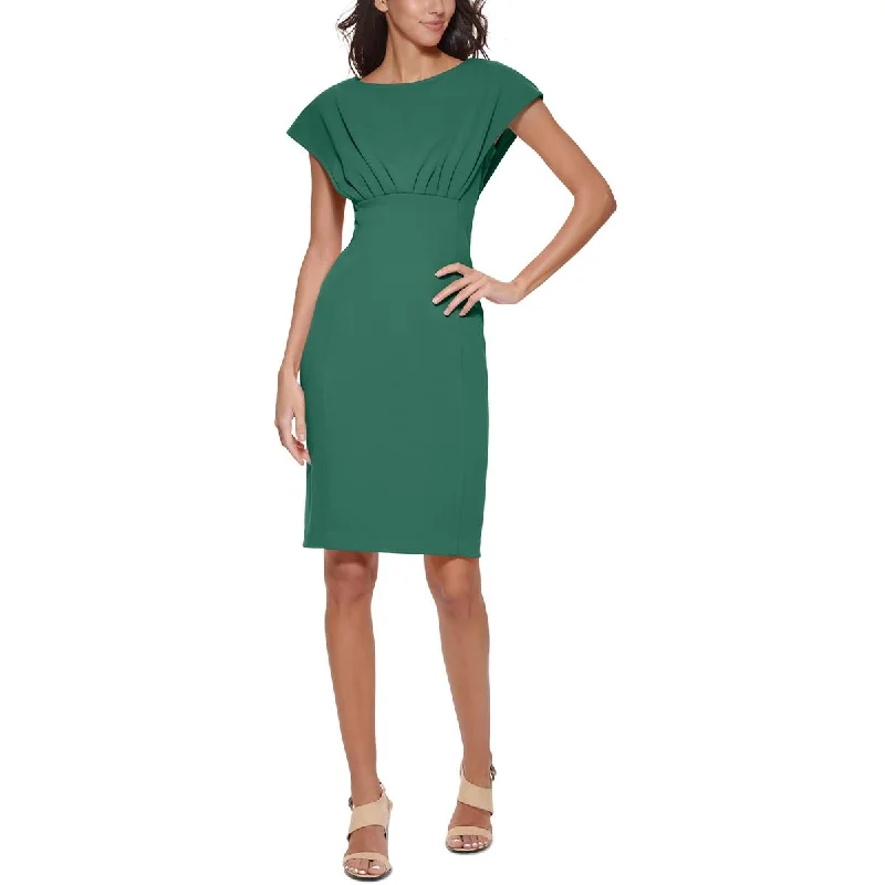 Exclusive Discount Calvin Klein Womens Petites Crepe Boat Neck Sheath Dress