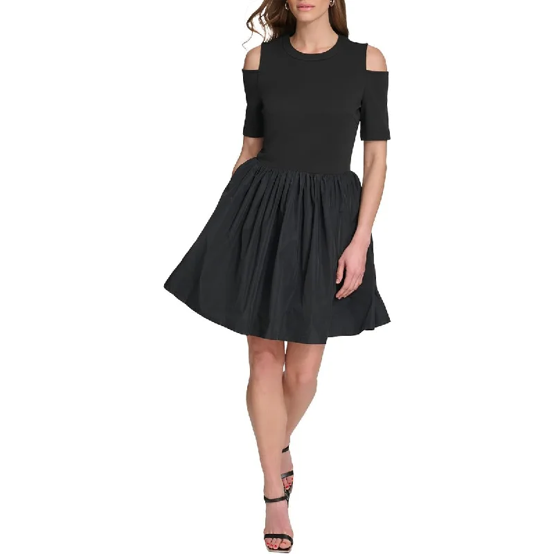 Women's Athletic Garments DKNY Womens Mini Cold Shoulder Fit & Flare Dress
