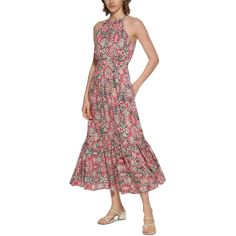Women's Fashion Essentials Calvin Klein Womens Printed Long Halter Dress