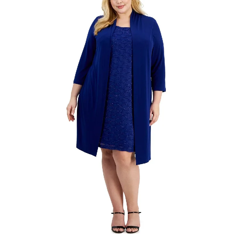 Comfortable Casual Wear Connected Apparel Womens Plus Ruched Jacket Two Piece Dress