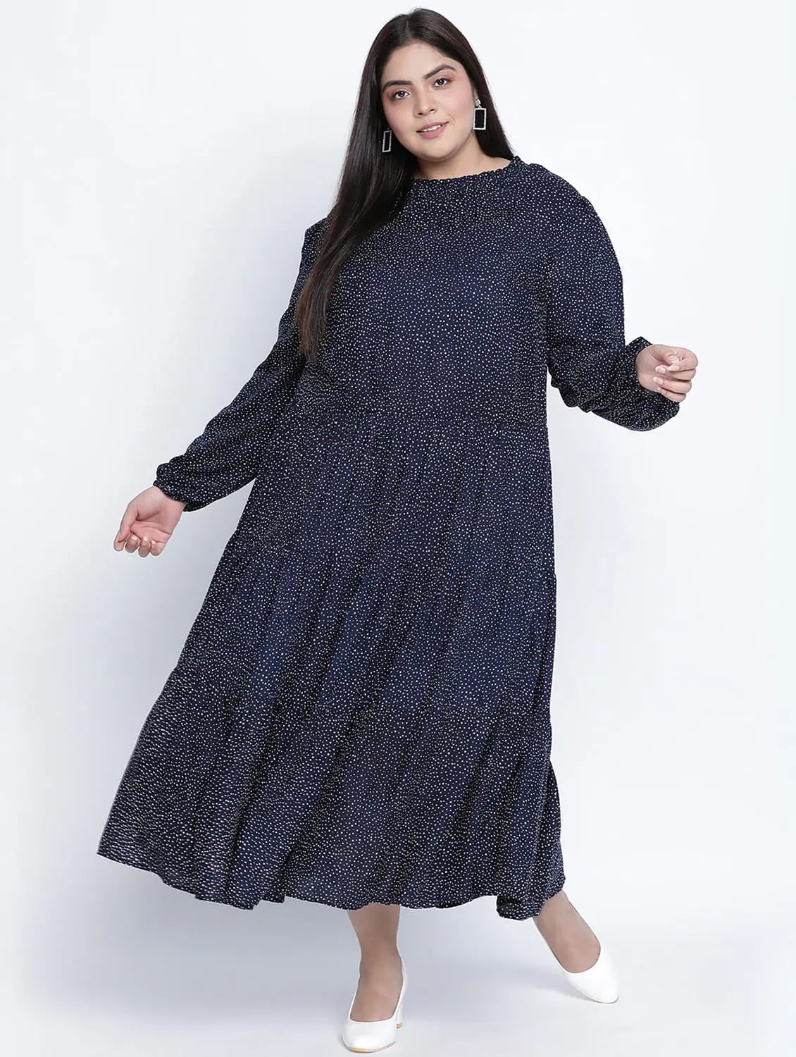 Affordable Women's Clothing Aaquanic Black Printed Plus Size Dresss