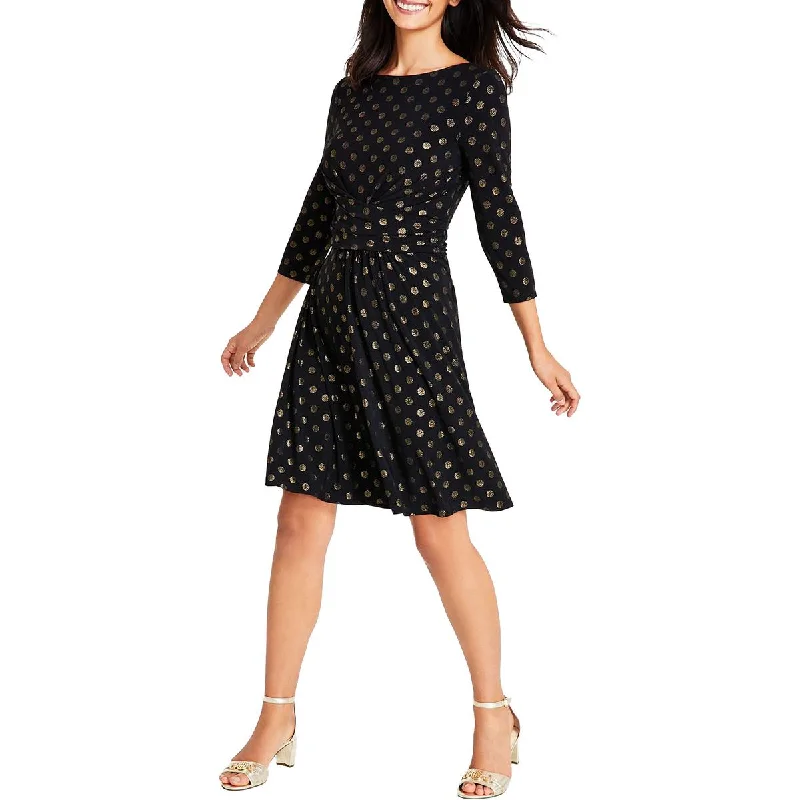 Women's Occasion Wear Clothing Tommy Hilfiger Womens Ruched Knee Length Fit & Flare Dress