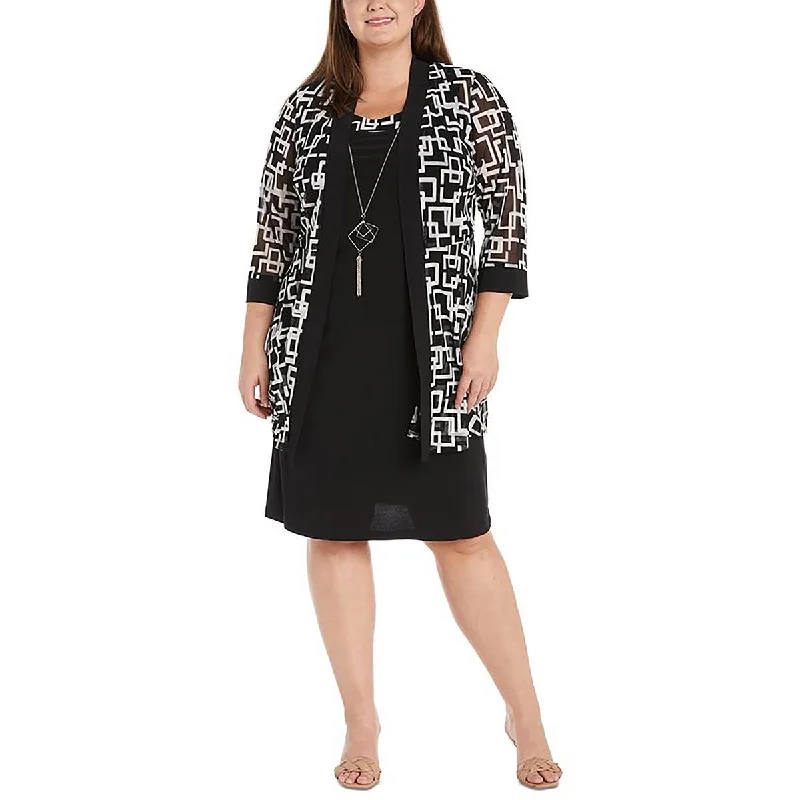Stylish Dresses for Women R&M Richards Womens Plus Printed Mesh Two Piece Dress