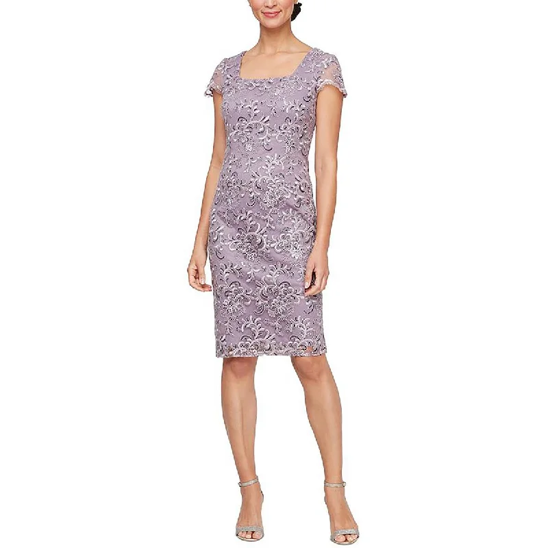 Comfortable Casual Women's Clothing Alex Evenings Womens Sequined Knee Length Sheath Dress Comfortable Casual Women's Clothing Alex Evenings Womens Sequined Knee Length Sheath Dress