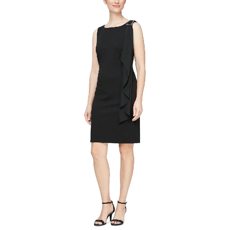 Classic Women's Clothing Styles SLNY Womens Plus Ruffled Embellished Sheath Dress
