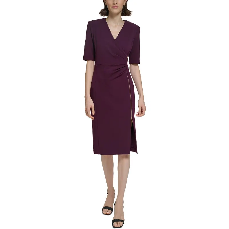 Trendy Women's Apparel for All Seasons Calvin Klein Womens Georgette Gathered Sheath Dress