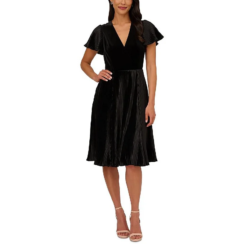 Boho Chic Fashion Adrianna Papell Womens Surplice Knee Length Fit & Flare Dress