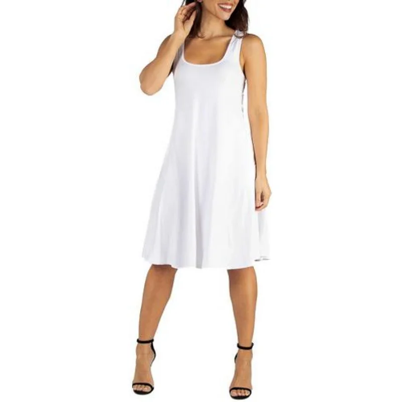 Women's Trendy Clothing 24seven Comfort Apparel Womens Solid Scoop Neck Tunic Dress