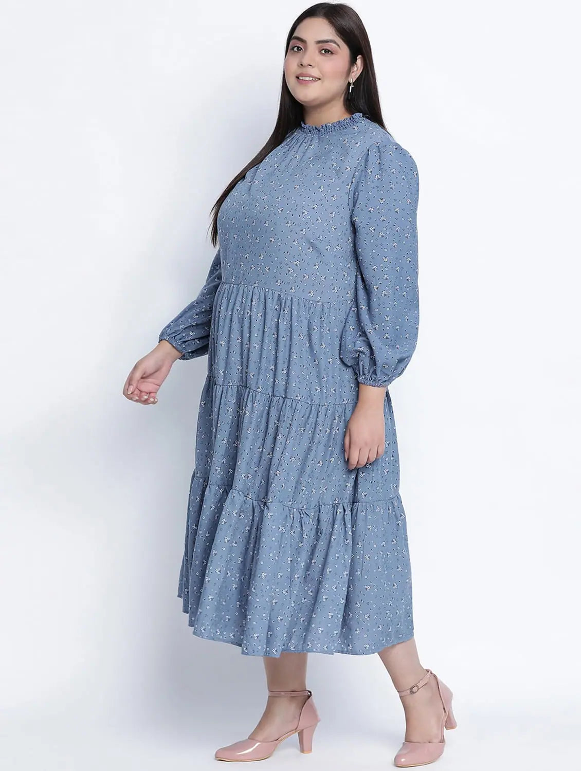Classic Clothes For Women Sea Shore Aqua Blue Plus Size Dress