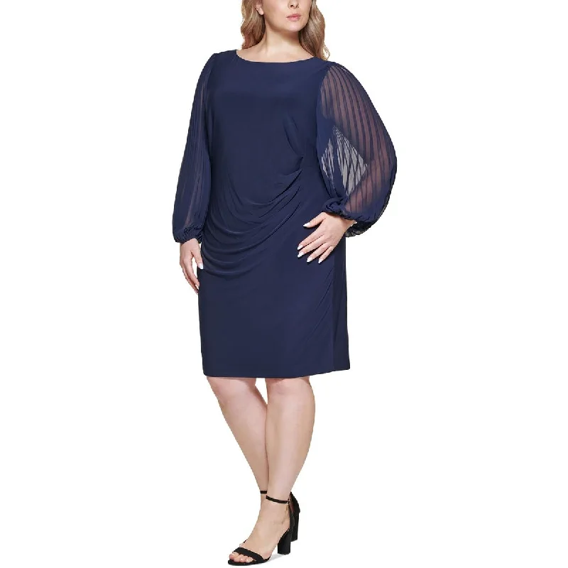 Women's Workout Clothing Jessica Howard Womens Plus Bishop Sleeve Knee-Length Sheath Dress