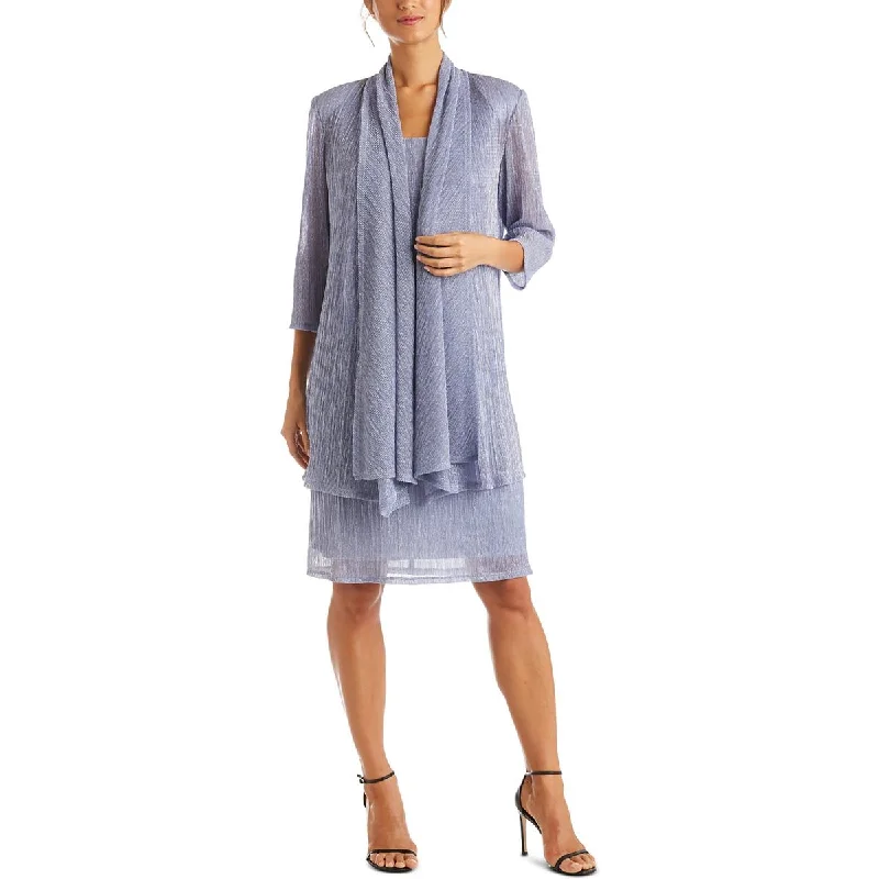 Women's Athletic Clothes R&M Richards Womens Petites Crinkled Metallic Dress With Jacket Women's Athletic Clothes R&M Richards Womens Petites Crinkled Metallic Dress With Jacket