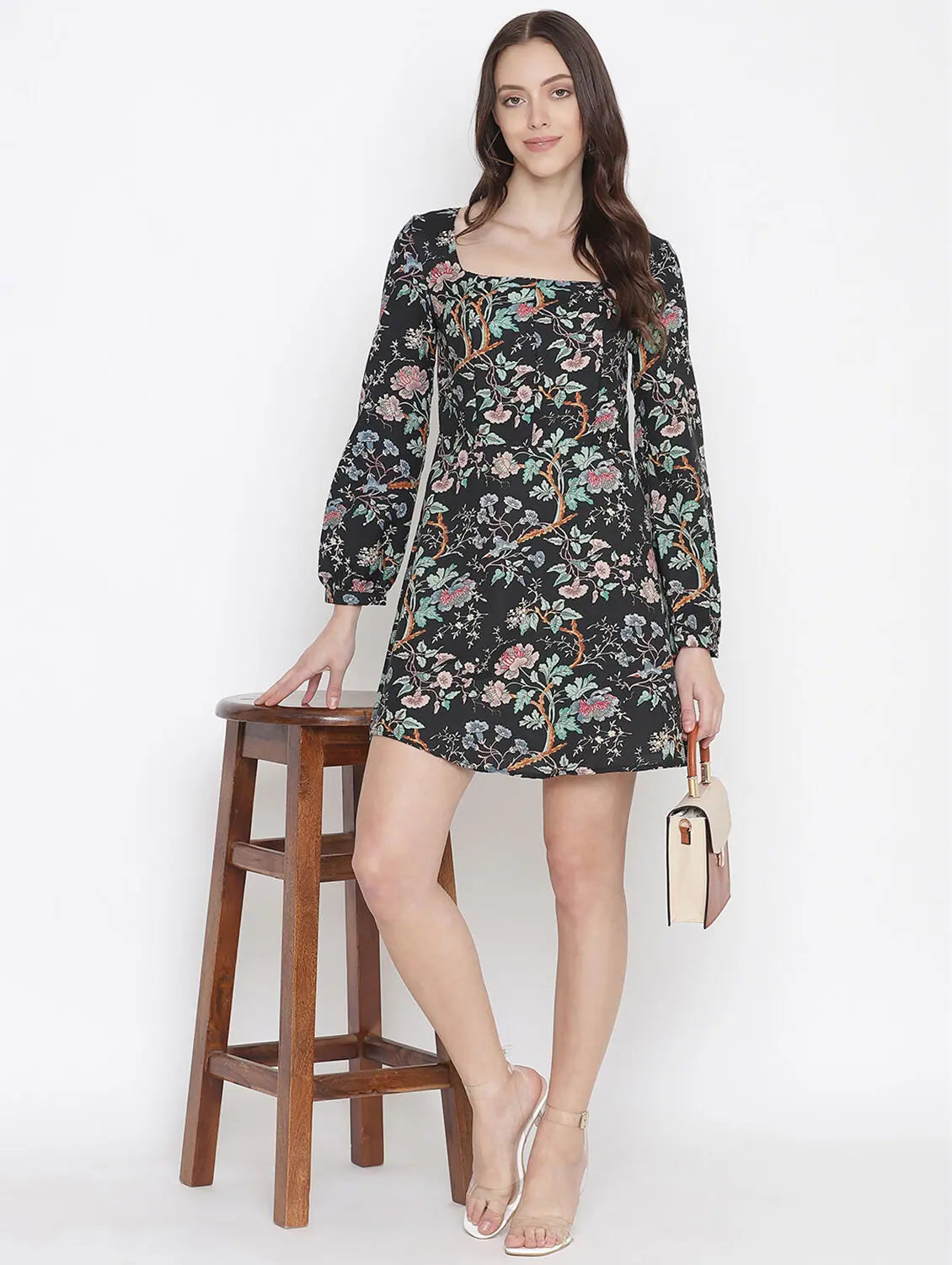 Trendy Street Style Clothing Crafty Black Printed Women Dress