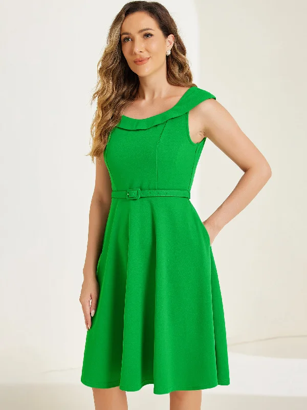 Women's Active Outfit For Fitness Vintage Dress 1950s Retrp Scoop Neck Formal Cocktail Swing Dress