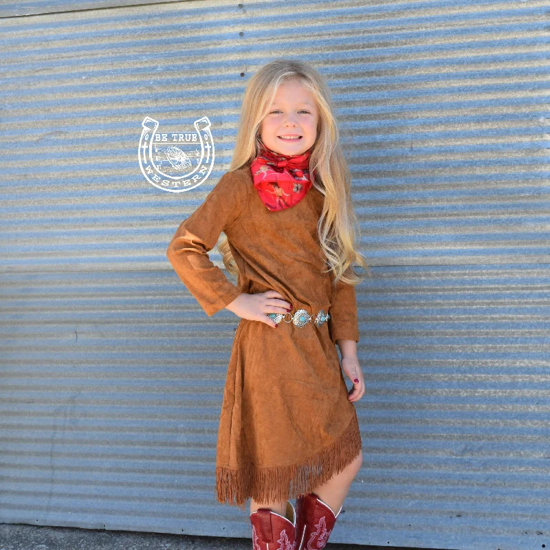 Plus-Size Women's Garments The Longsleeve Suede Fringe Dress