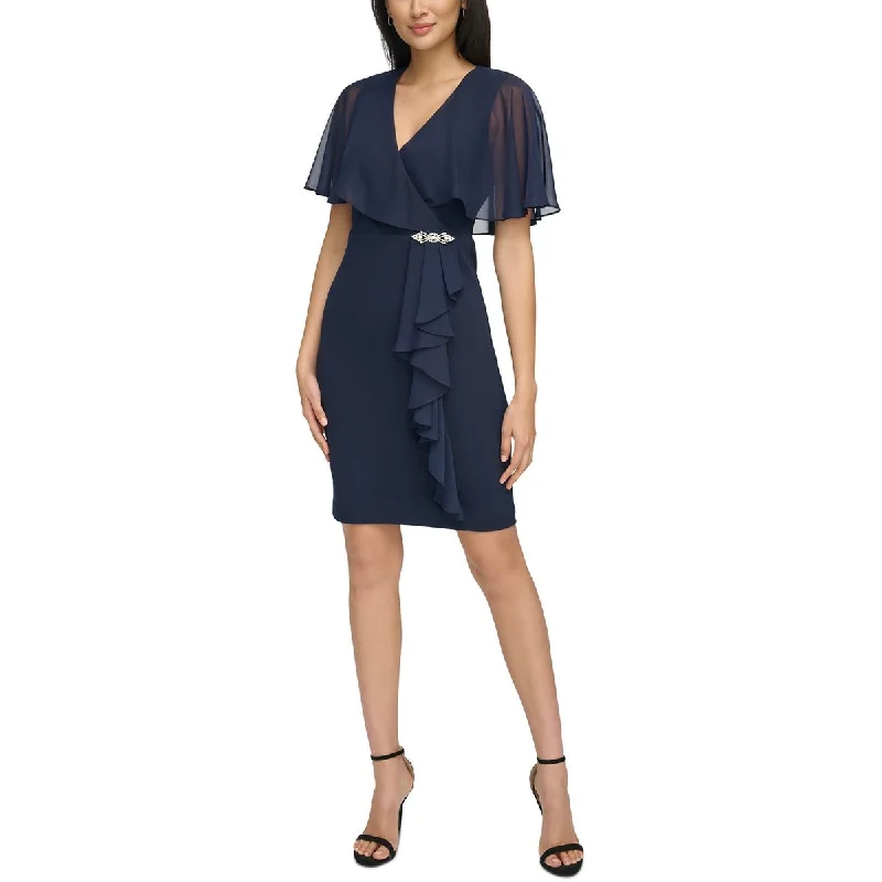 Affordable Online Boutiques Jessica Howard Womens Ruffled Mini Fit & Flare Dress