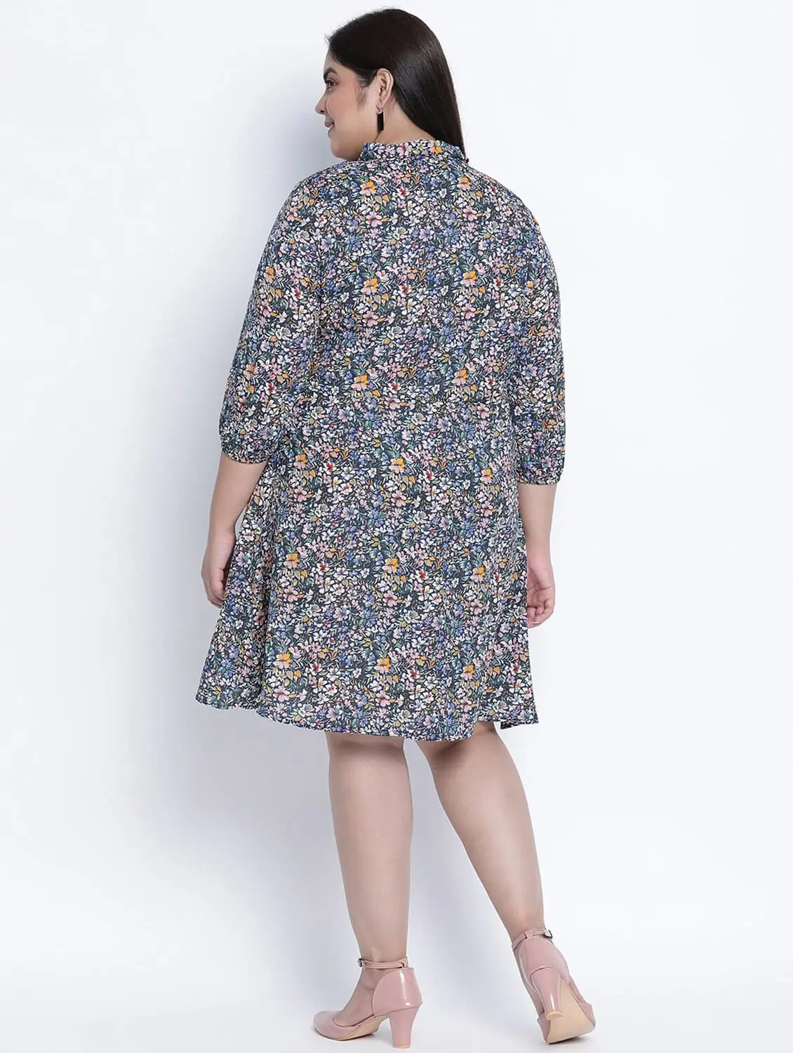 Women's Vacation Clothes Abanic Floric Plus Size Tie Knot Dress