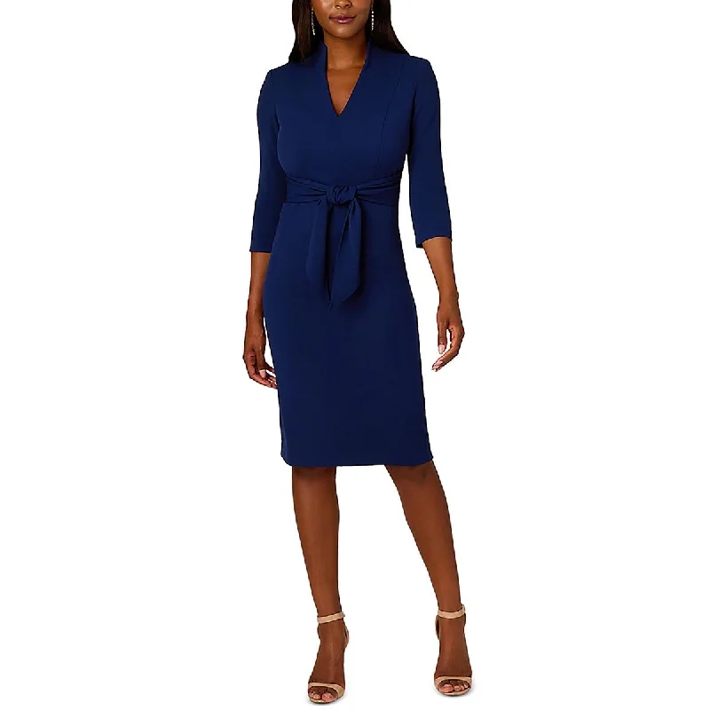 Women's Clothing For Casual Outings Adrianna Papell Womens Knee-Length Front Tie Sheath Dress