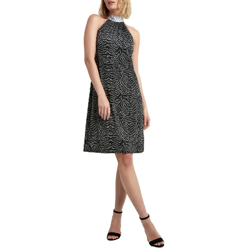 Women's Urban Fashion H Halston Womens Printed Knee-Length Halter Dress