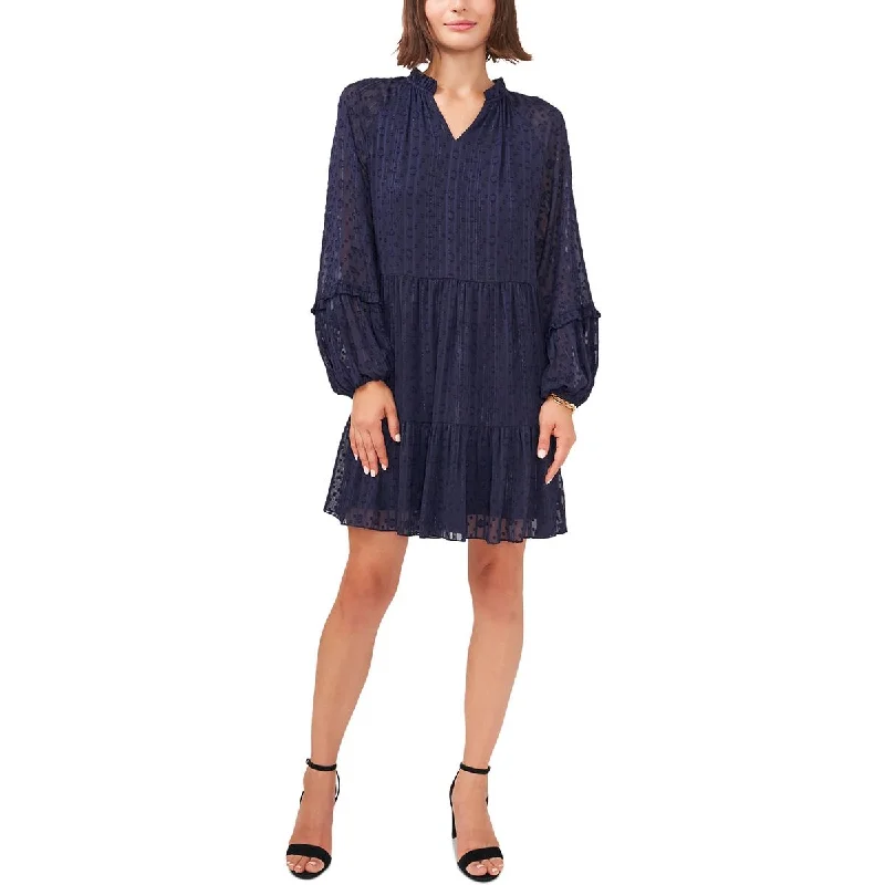 Women's Professional Garments MSK Womens Tiered Metallic Pinstripe Babydoll Dress