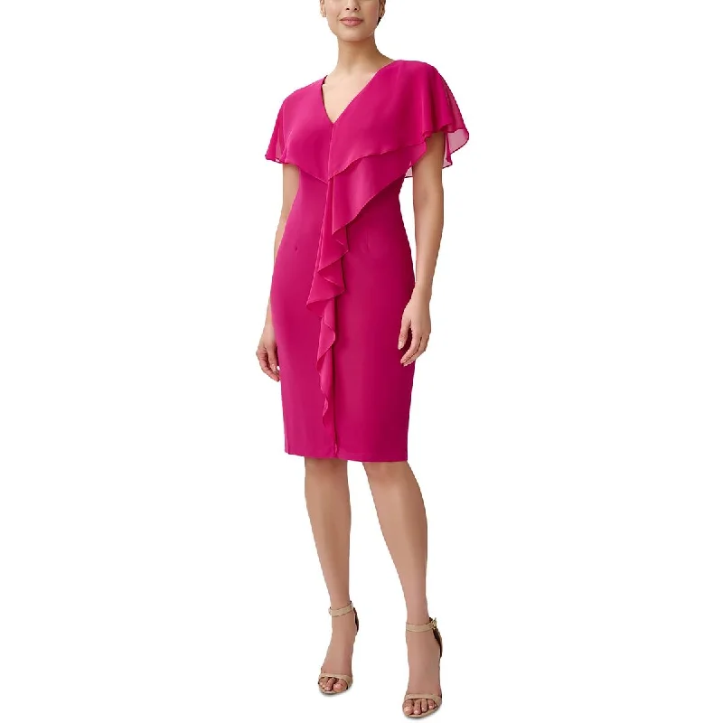 Women's Active Clothing Adrianna Papell Womens Plus Sheer V Neck Sheath Dress
