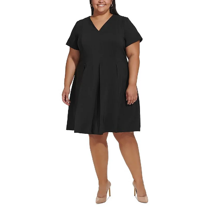 Discount Price Tommy Hilfiger Womens Pleated Knee Length Fit & Flare Dress